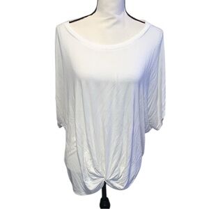 Liverpool Los Angeles White Short Sleeve Shirt Stretchy Twisted Front XL